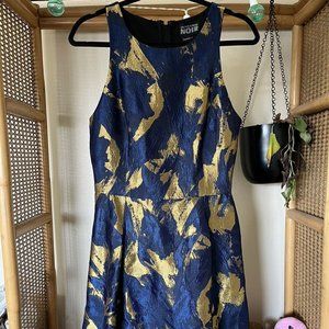 Sachin & Babi Evening Blue Gold Dress